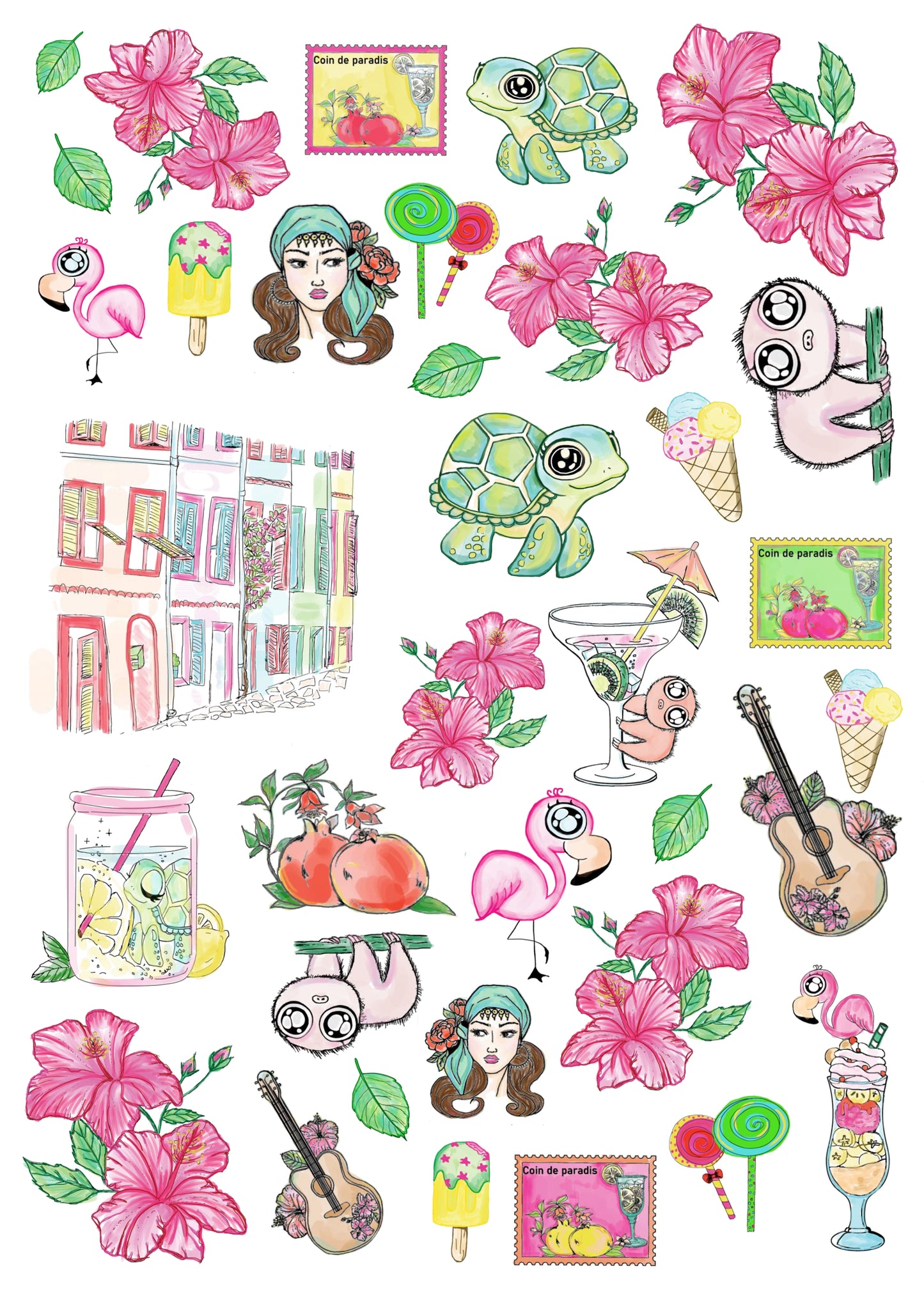 Pack de 6 Papiers imprimés - Collection LITHA