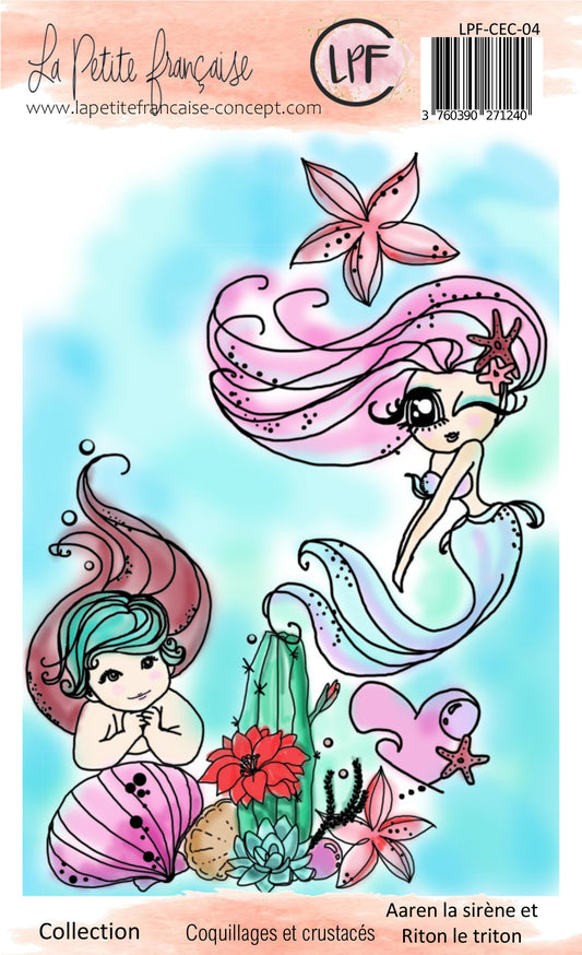 Tampons clear: collection Coquillages et crustacés: Aaren la sirène et Riton le triton