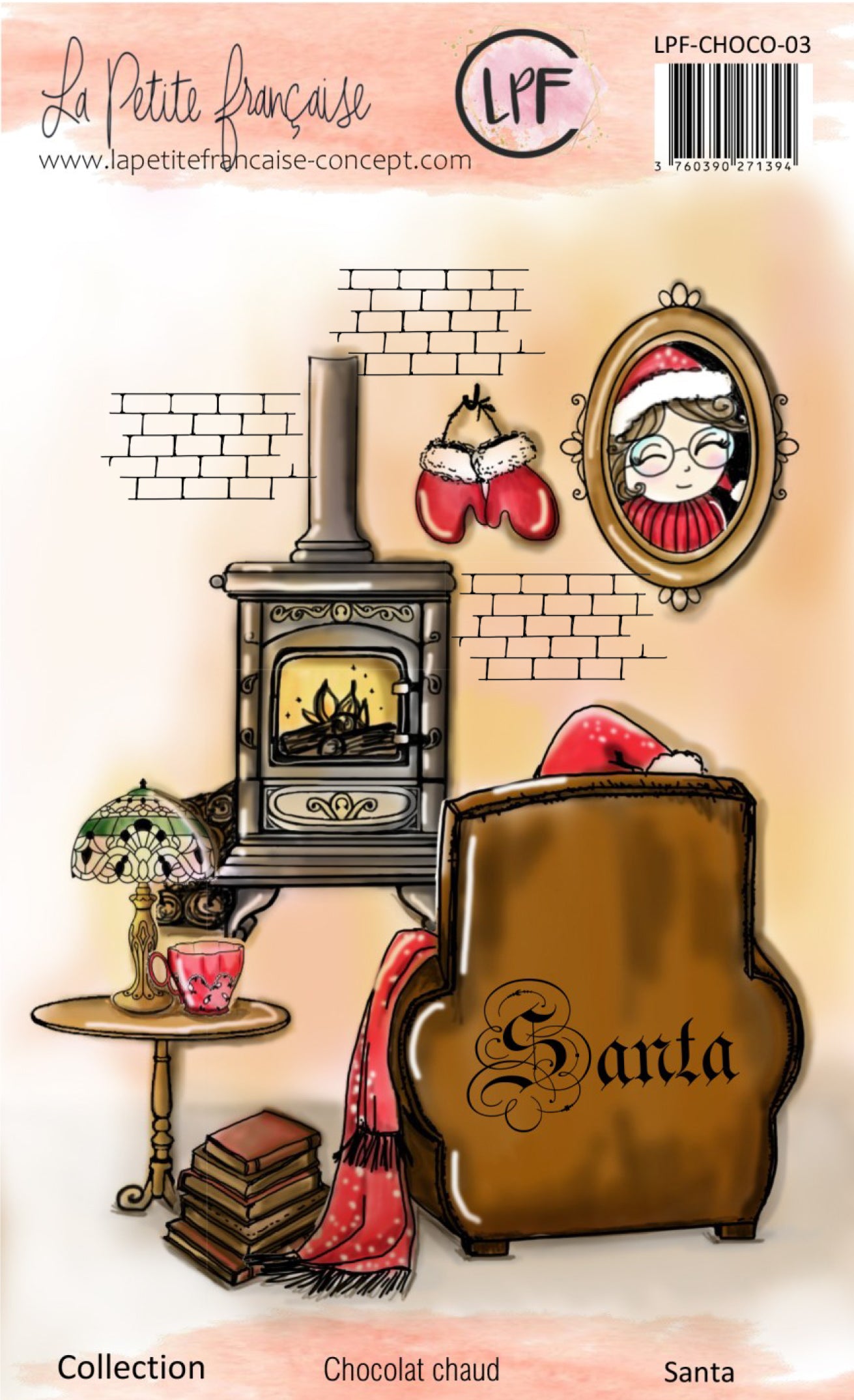 Tampons clear: collection Chocolat chaud: Santa