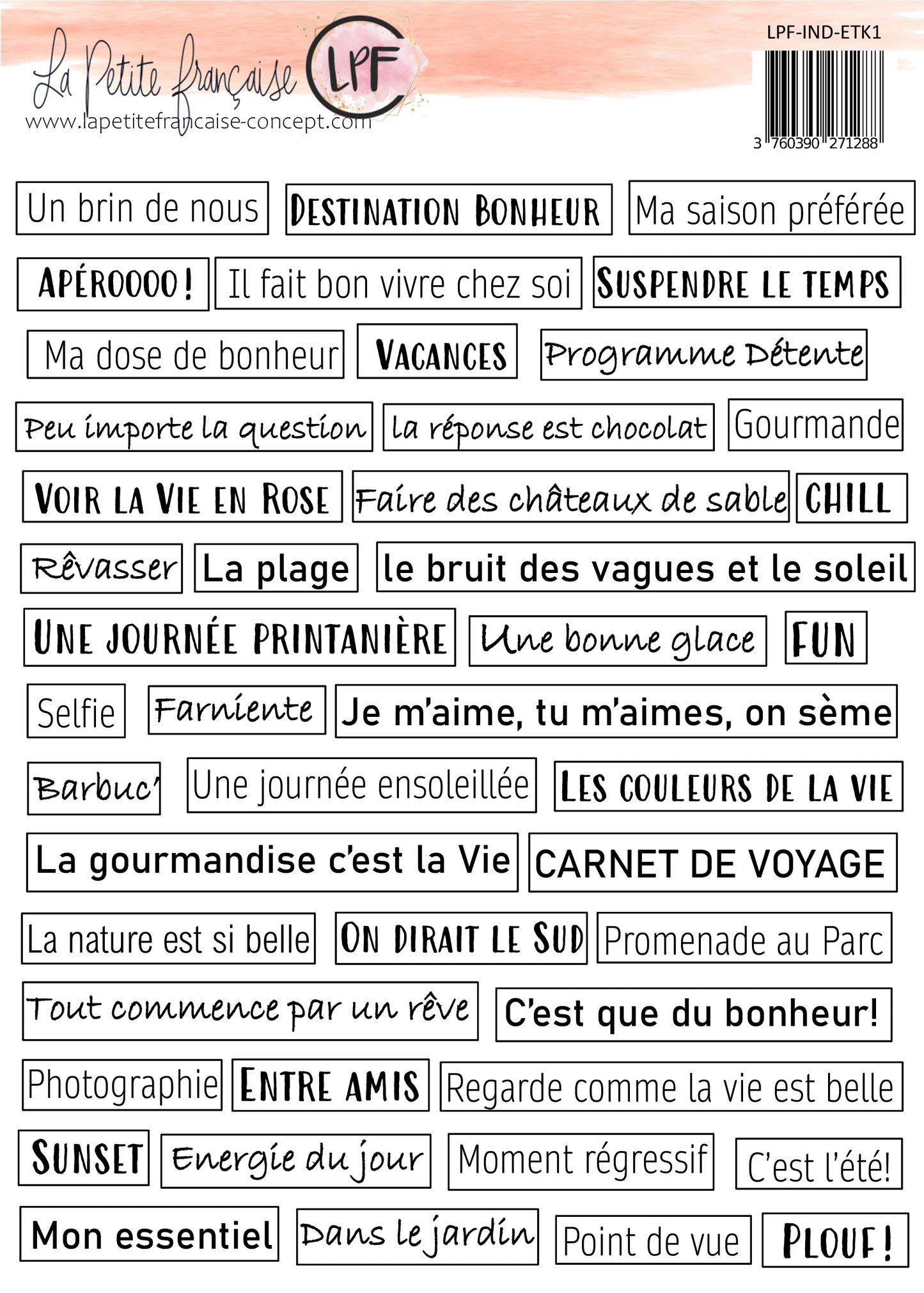Planche de motifs à découper: collection Les Indispensables