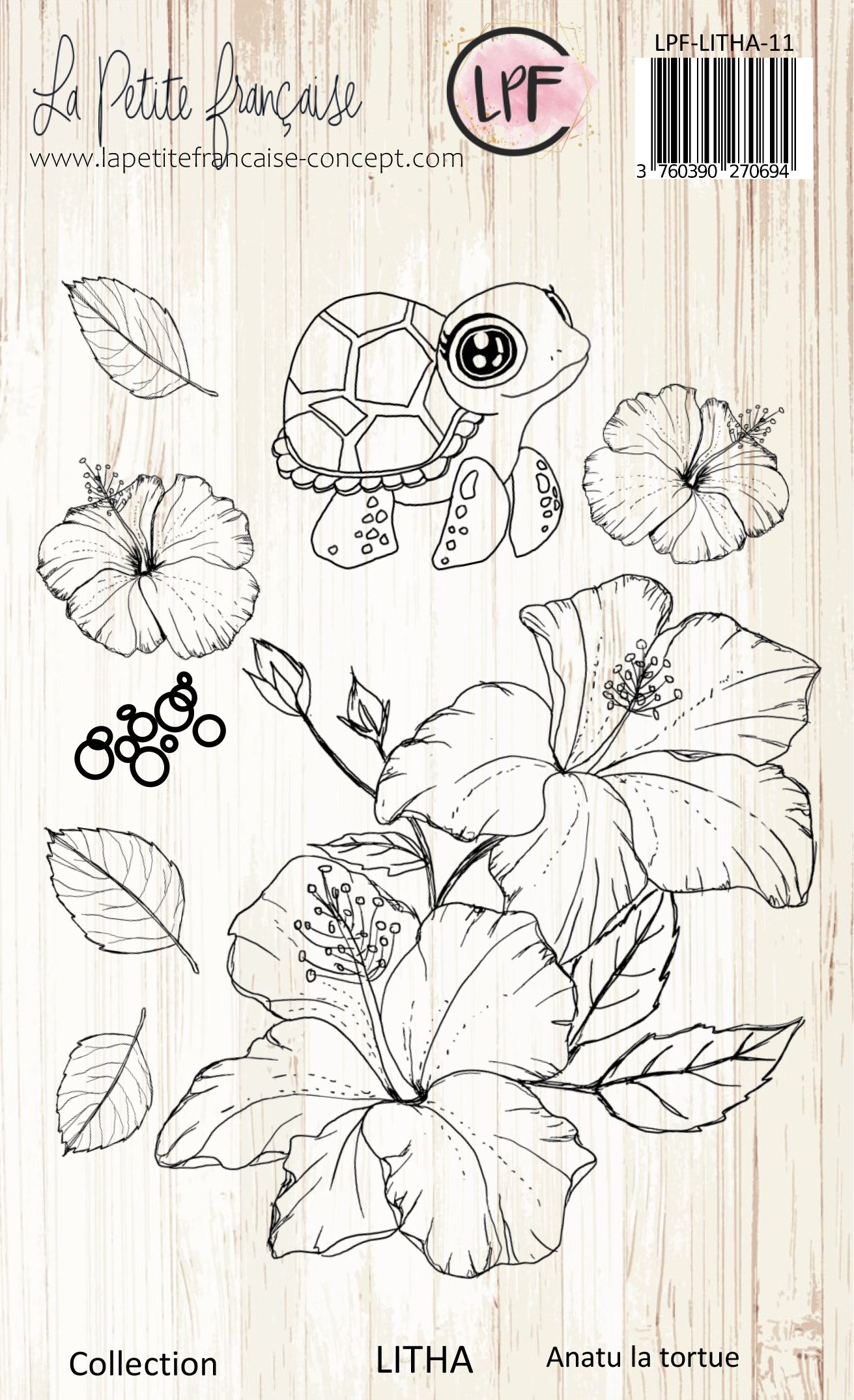 Planche de tampons clear Anatue la tortue – Collection Litha | La Petite Française