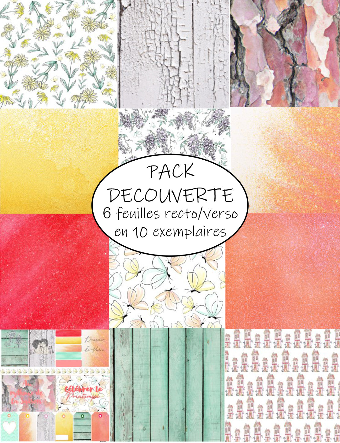Pack découverte de 60 Papiers imprimés - Collection OSTARA