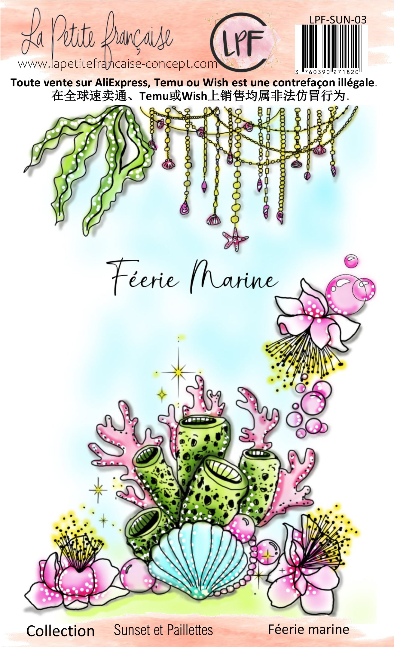 Tampon clear - Féerie marine - Collection Sunset et Paillettes