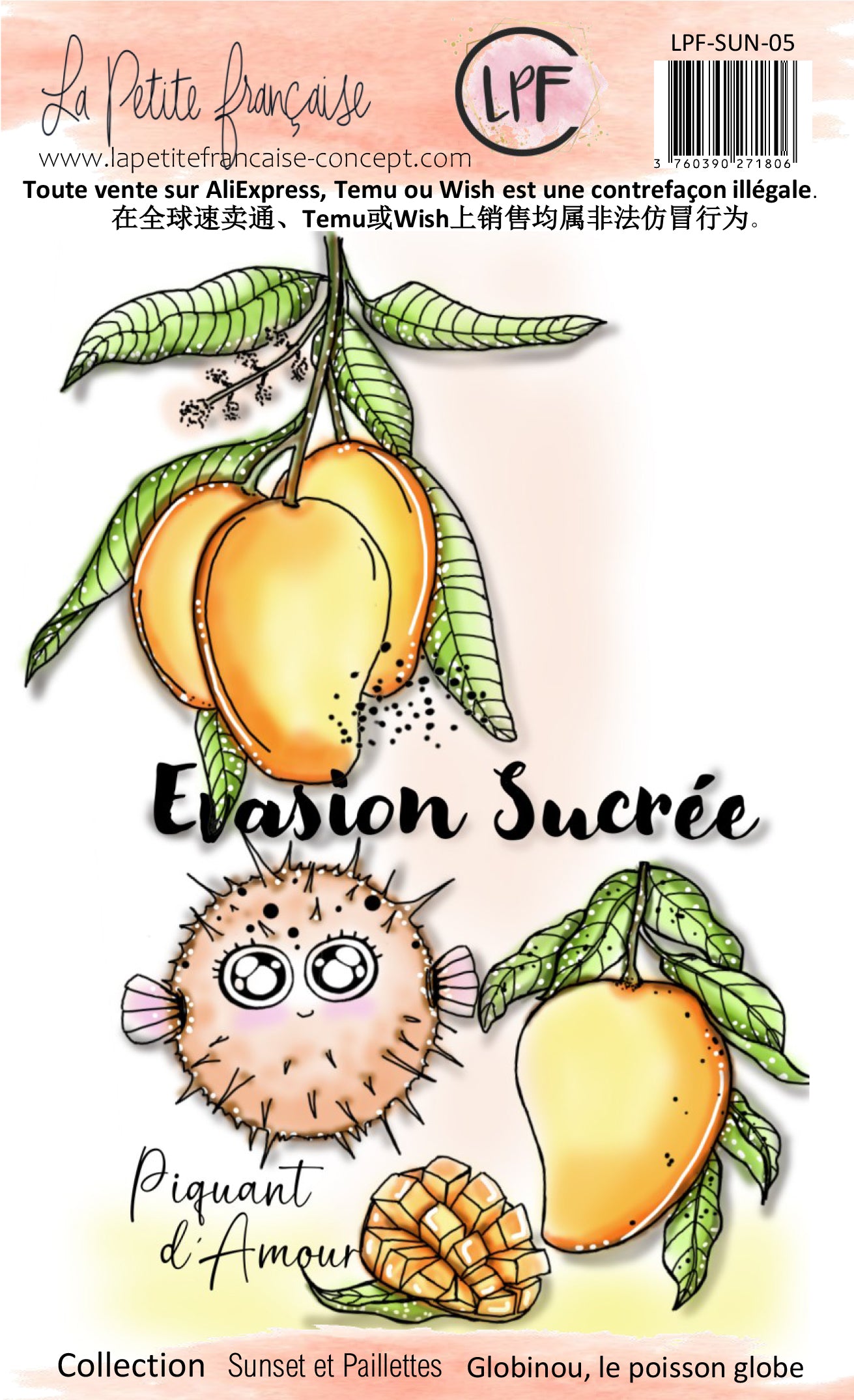 Tampon clear - Globinou, le poisson globe - Collection Sunset et Paillettes