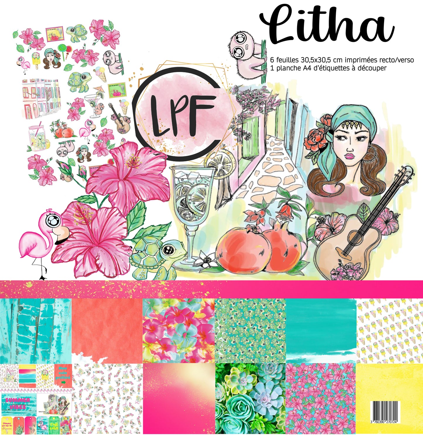 Pack de 6 Papiers imprimés - Collection LITHA
