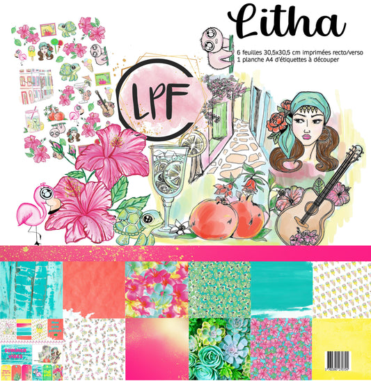 Pack de 6 Papiers imprimés - Collection LITHA