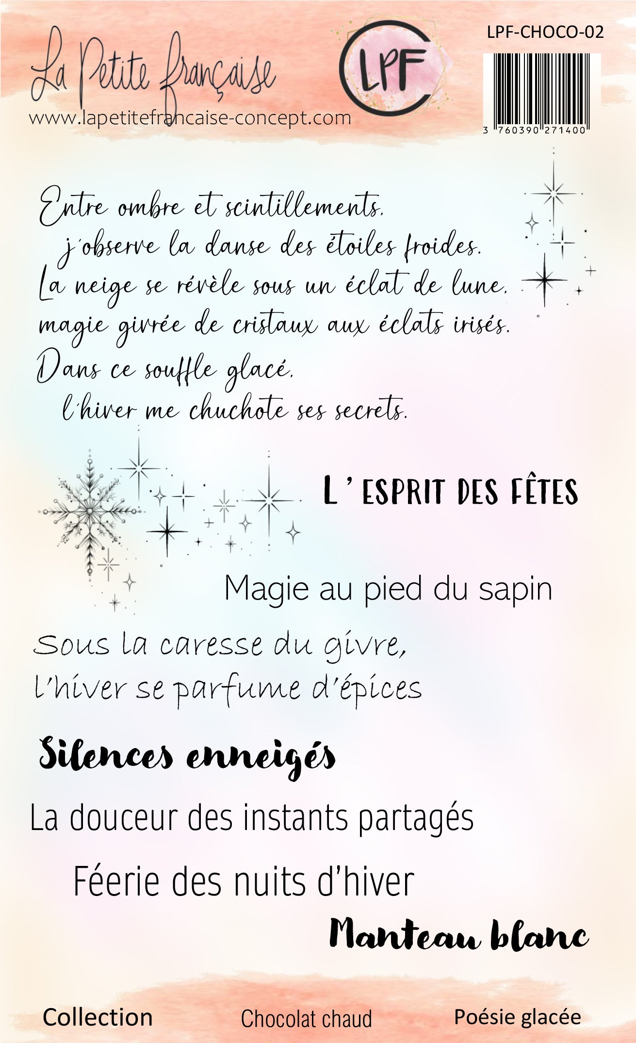 Tampons clear: collection Chocolat chaud: Poésie givrée