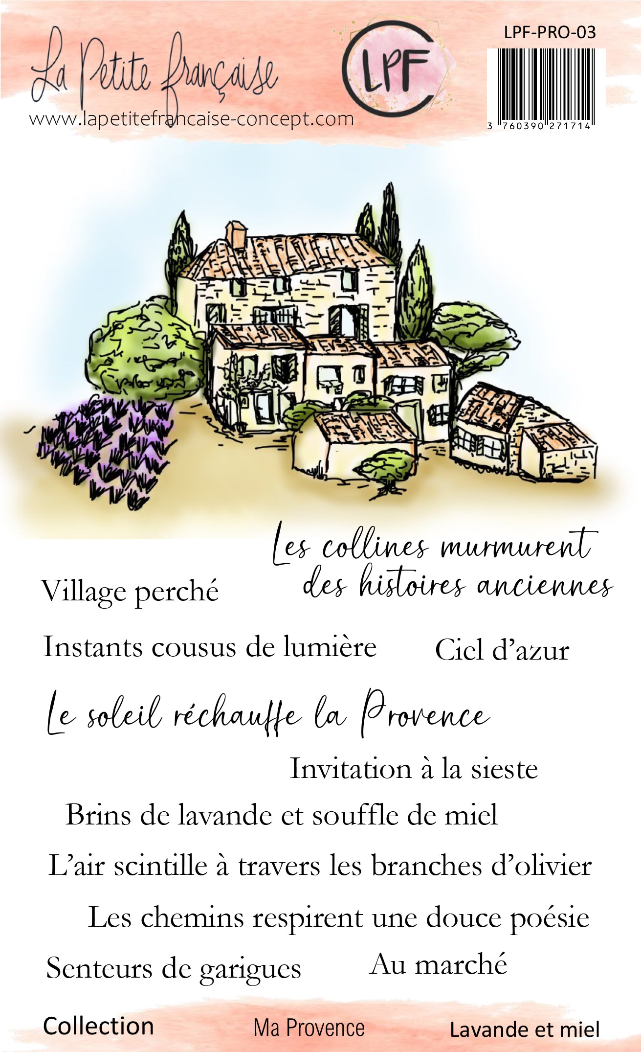 12 Tampons clear Ma Provence - Lavande et miel | Scrapbooking