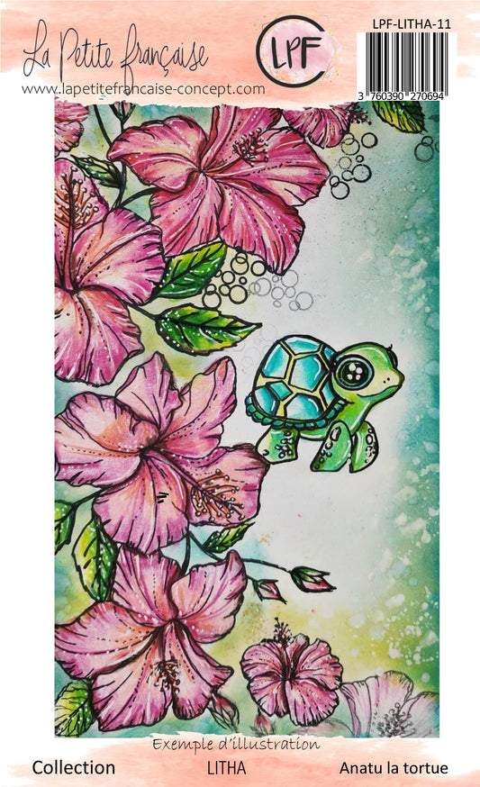 Planche tampons clear Anatu la tortue et hibiscus  La Petite Française