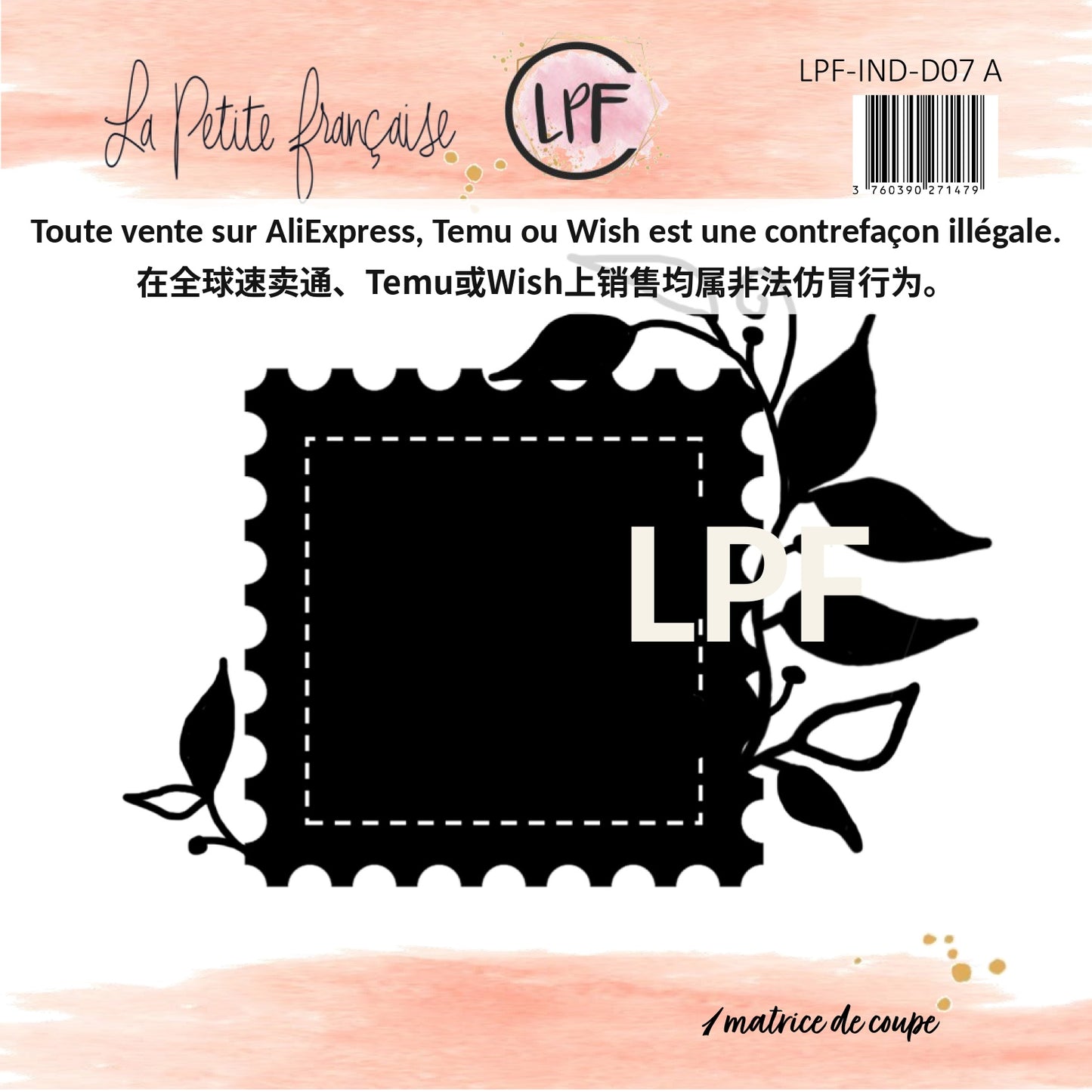 Die Cadre Timbre Fleuri - Les Indispensables D07 A | Matrice de Découpe LPF