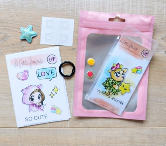 Kit Kawaii planches d'étiquettes et tampon - So Cute